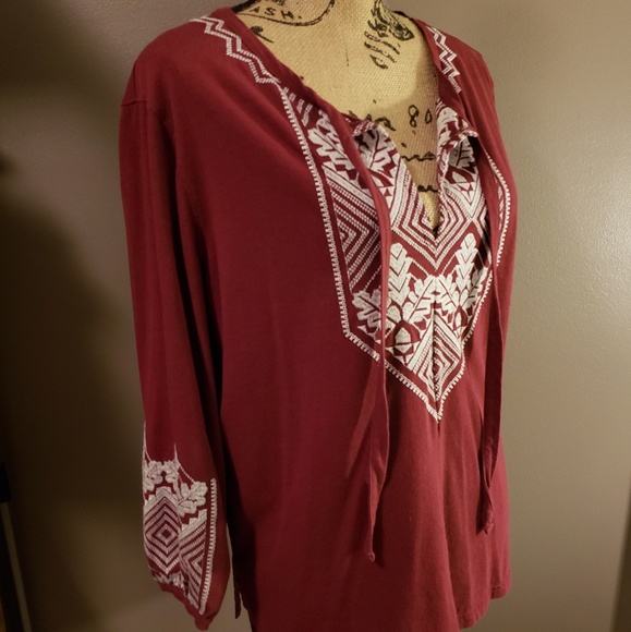 JCREW red embroidered top - Picture 2 of 2